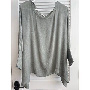 Anthropologie Grade and Gather Olive Green Flowing Boho Shirt Women's Sz M/L